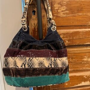 Aldo Snakeprint Leather Hobo Bag 10" Shoulder Purse  , Colorful Medium Bag